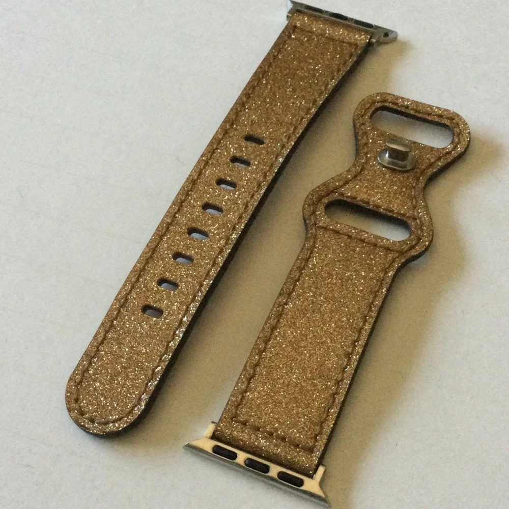 POSH TECH CALLIE PATENT LEATHER GOLD GLITTER APPLE WATCH BAND 42/44 mm NWOT
